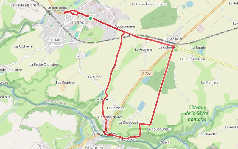 Tracé du parcours Circuit d'interprétation de la Bataille de Torfou