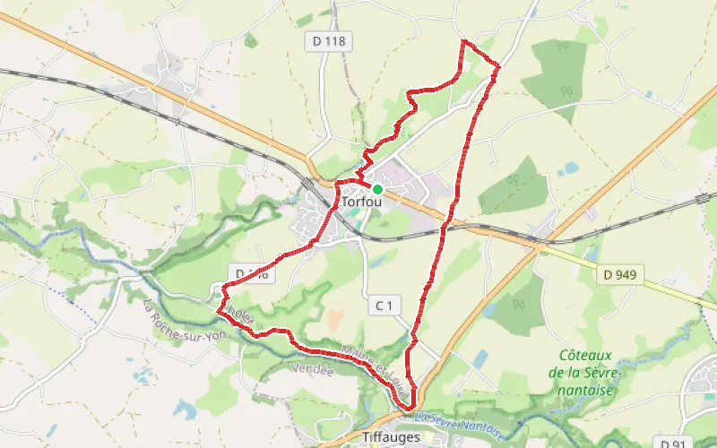 Tracé du parcours Circuit de la Bataille de Torfou en passant par la Sèvre Nantaise
