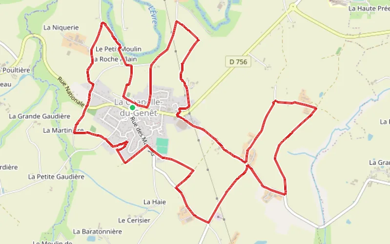 Tracé du parcours Èvre et calvaire à La Chapelle-du-Genêt