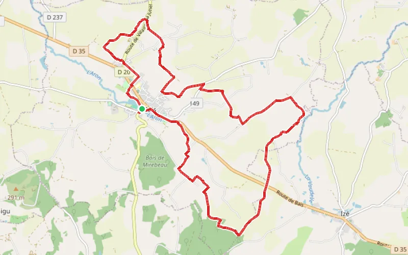Tracé du parcours Circuit de l'Aron au départ de Bais