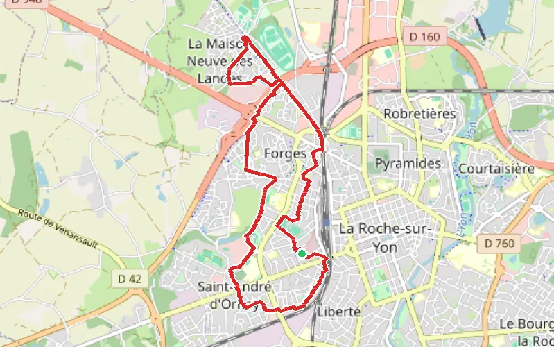 Tracé du parcours Promenade dans La Roche-sur-Yon