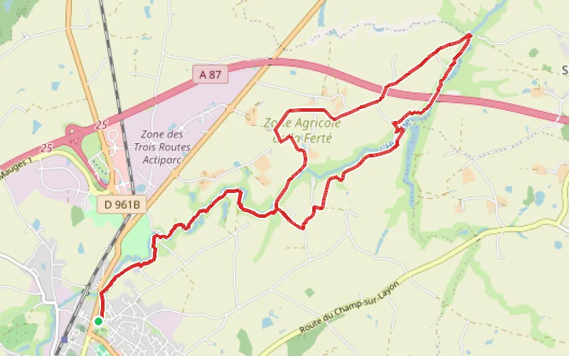 Tracé du parcours L'Hyrôme et ses anciens moulins à Chemillé-en-Anjou