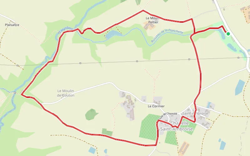 Tracé du parcours Saint-Ambroise autour de Chanzeaux