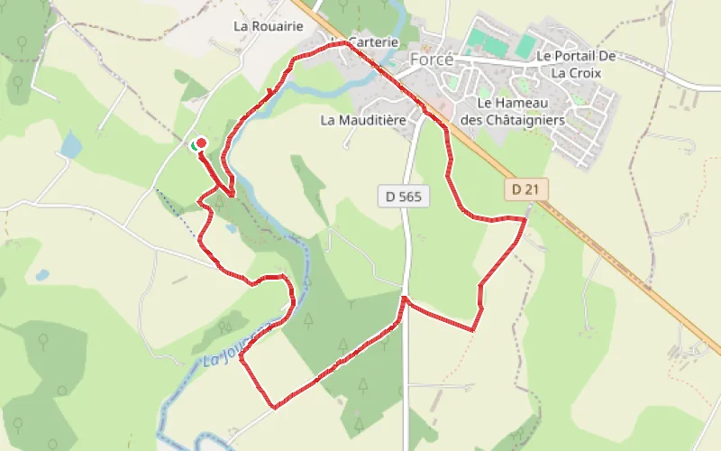 Tracé du parcours Les pas japonais de la Jouanne et le four à chaux du Rochevier