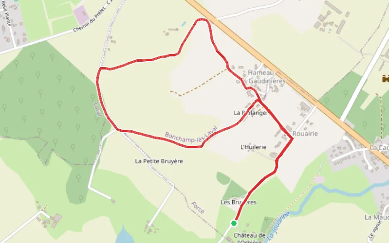 Tracé du parcours Le hameau des Gaudinières