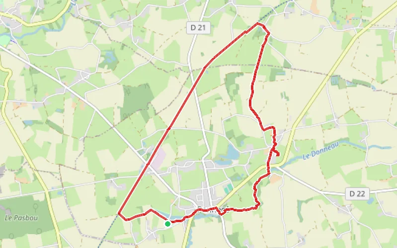 Tracé du parcours Sentier du Donneau par le Moulin de la Garenne au départ de Pannecé