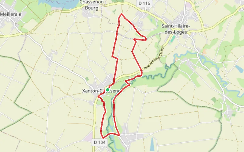 Tracé du parcours L'Autise et les dolmens de Xanton