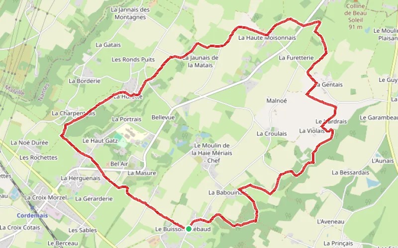 Tracé du parcours Sillon de Bretagne au départ de Cordemais