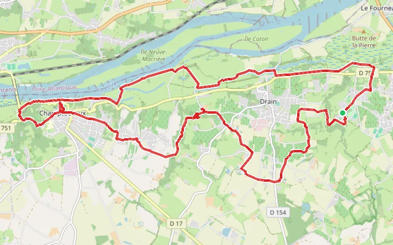 Tracé du parcours De la Turmelière au Champalud, en boucle