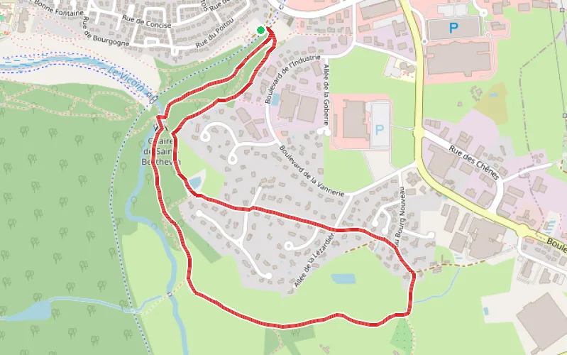 Tracé du parcours Autour de la Rousselière