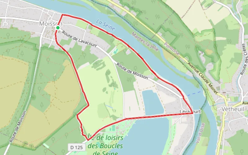 Tracé du parcours Promenade en bord de Seine dans la boucle de Moisson