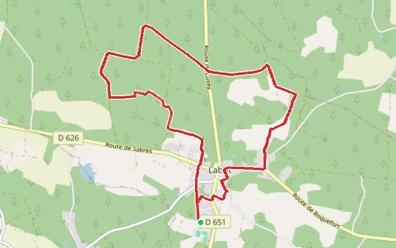 Tracé du parcours Au milieu des pins au Nord du village de Labrit