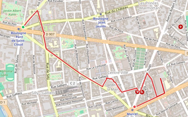 Tracé du parcours Parcours street art à Boulogne-Billancourt