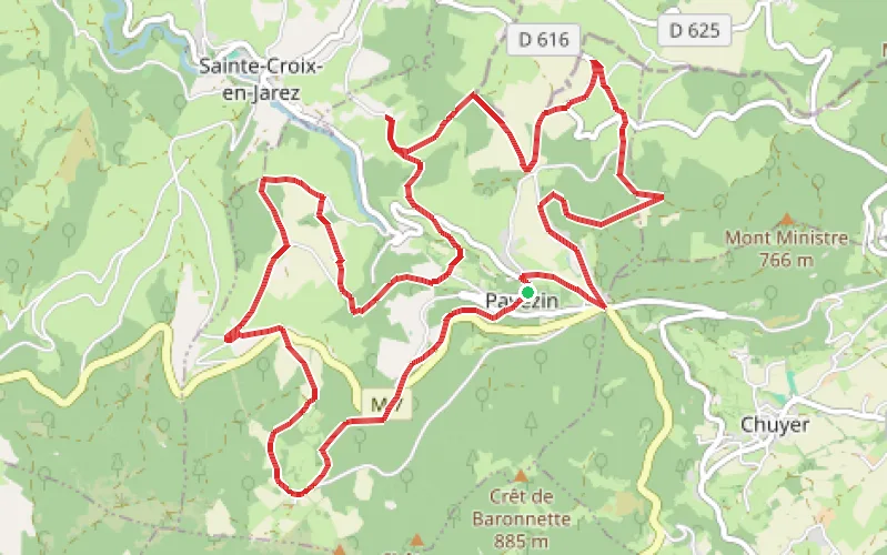 Tracé du parcours Le chemin des croix de Pavezin
