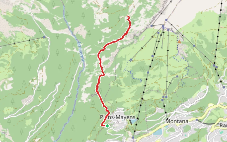 Tracé du parcours Le Bisse du Ro au départ de Crans-Montana