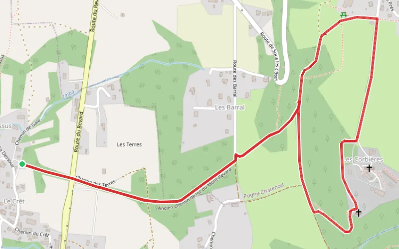 Tracé du parcours Sur le tracé de l'ancienne Crémaillère entre Mouxy et Pugny Chatenod