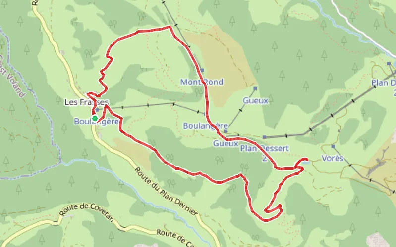 Tracé du parcours Le Mont Rond par Les Frasses
