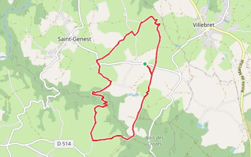 Tracé du parcours Mares et chaudrons à Saint-Genest