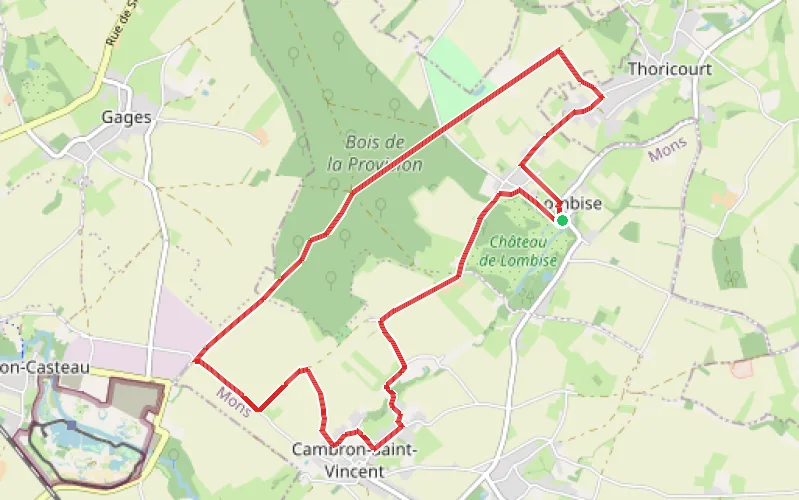 Tracé du parcours Bois de la Provision depuis Lombise