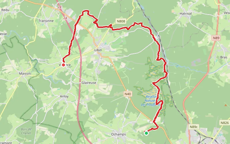 Tracé du parcours Bivouac du Bané - Villance