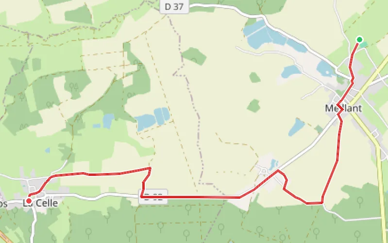 Tracé du parcours De Meillant à La Celle