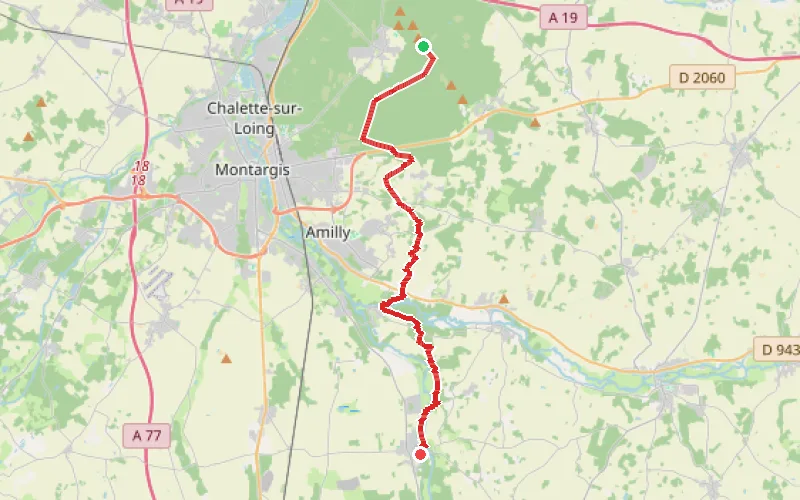 Tracé du parcours Paucourt - Montcresson par le GR°°®°°13