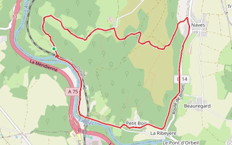 Tracé du parcours Entre Allier et Ribeyre