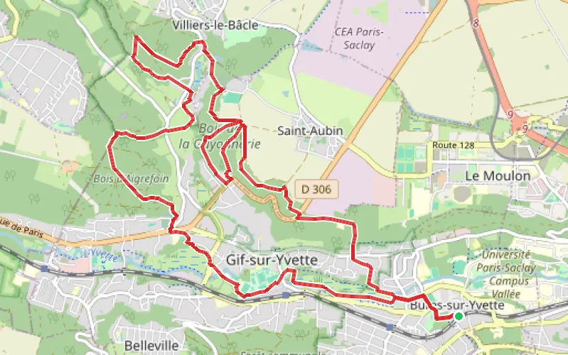Tracé du parcours Balcons et plaine de l'Yvette