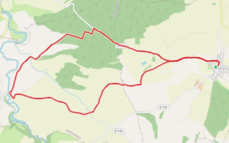 Tracé du parcours Entre Millières et Esnouveaux par le Raillemont