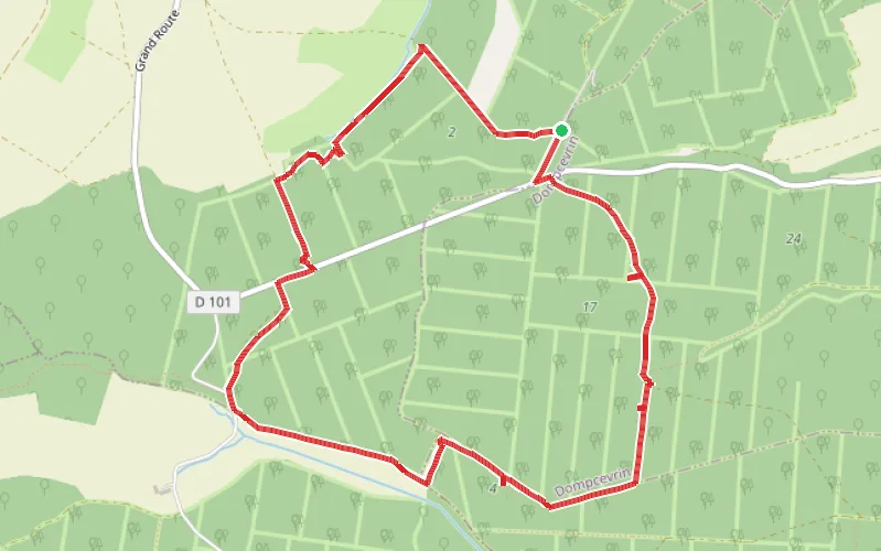 Tracé du parcours Circuit des trois fontaines dans la Forêt Domaniale de Marcaulieu