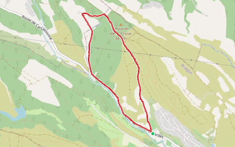 Tracé du parcours Aragon, Grambaud, le Crouzet