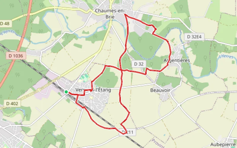 Tracé du parcours Circuit de l'ancienne voie ferrée à Verneuil-l'Étang