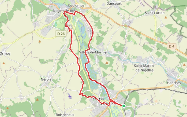 Tracé du parcours Maintenon - Boucle de l'Eure