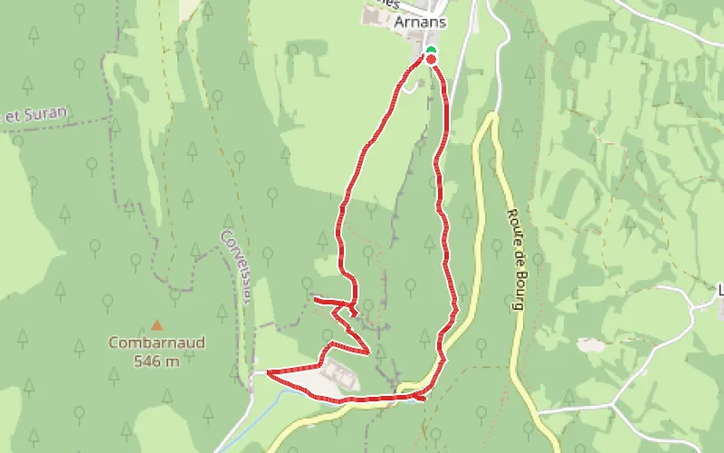 Tracé du parcours La Chartreuse de Sélignac en boucle au départ d'Arnans