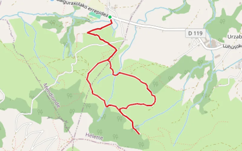Tracé du parcours Hêtres au pied du Baïgura