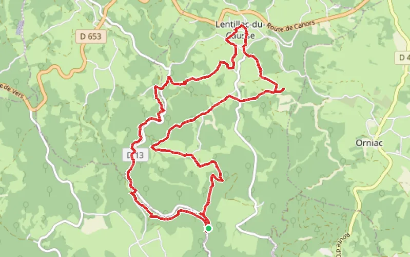 Tracé du parcours Boucle de la Sagne à Lentillac-du-Causse