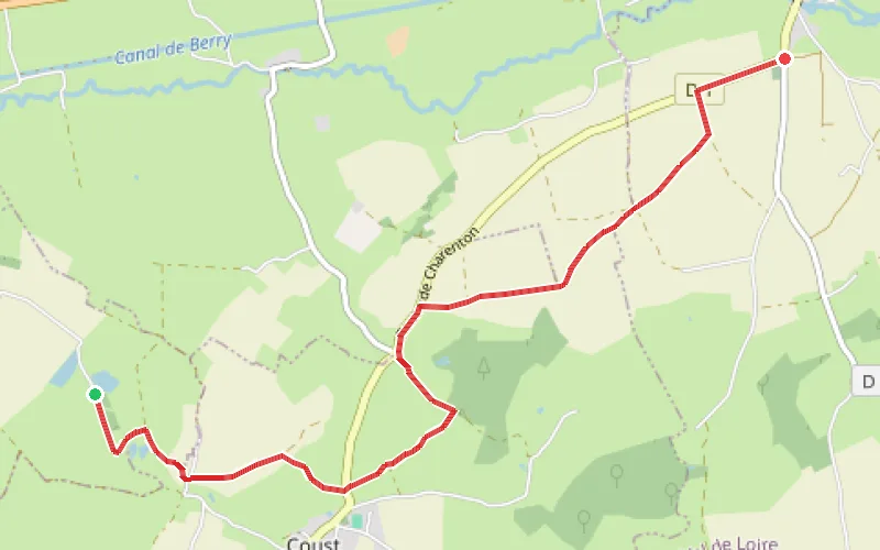 Tracé du parcours Étang de Coust - Charenton
