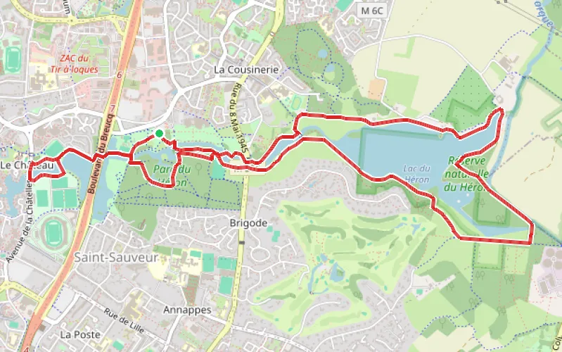 Tracé du parcours Réserve Naturelle Régionale du Héron à Villeneuve-d'Ascq