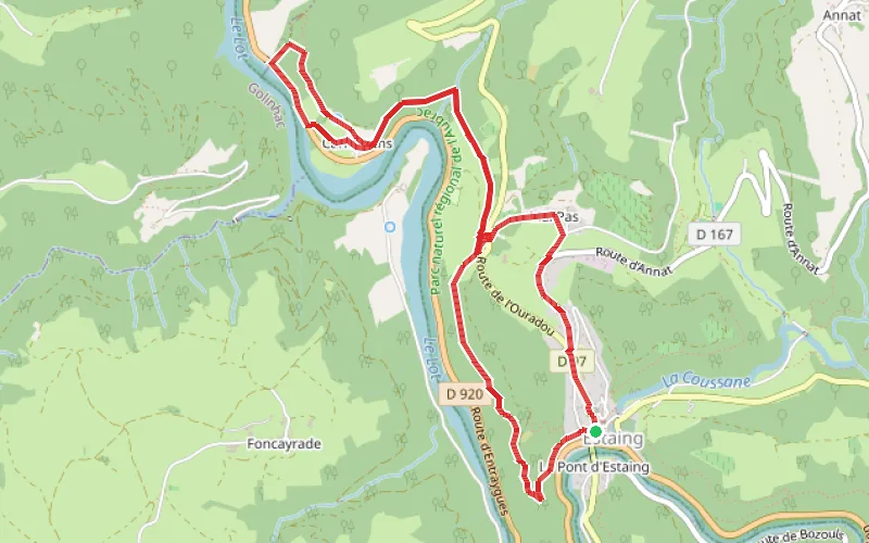 Tracé du parcours Les Chapelles et le Vignoble d'Estaing