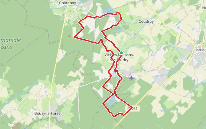 Tracé du parcours Rigoles, étangs et forêt autour de Vieilles-Maisons-sur-Joudry