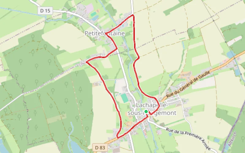 Tracé du parcours La balade des chevaux entre Lachapelle-Sous-Rougemont et Petitefontaine