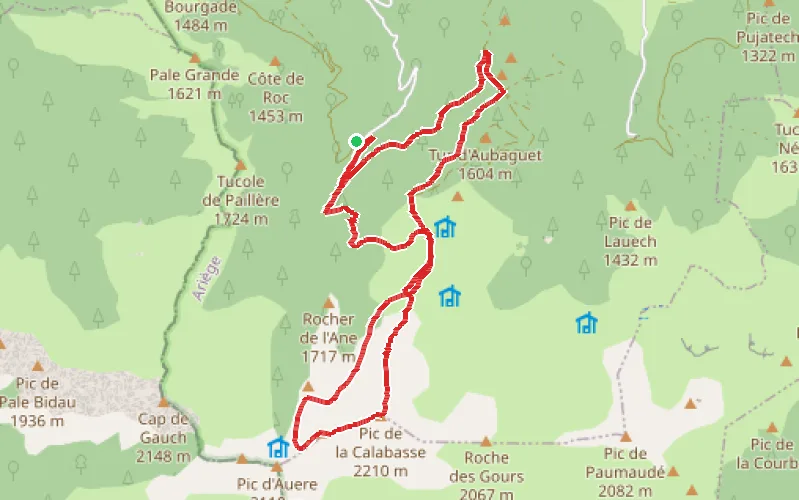 Tracé du parcours Pic de la Calabasse en boucle par le Col de l'Herbe Soulette