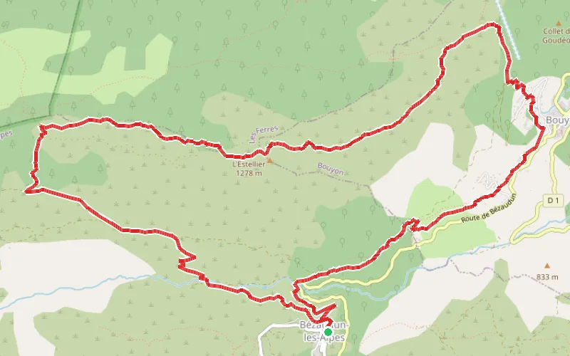 Tracé du parcours Boucle de l'Estellier depuis Bézaudun-les-Alpes