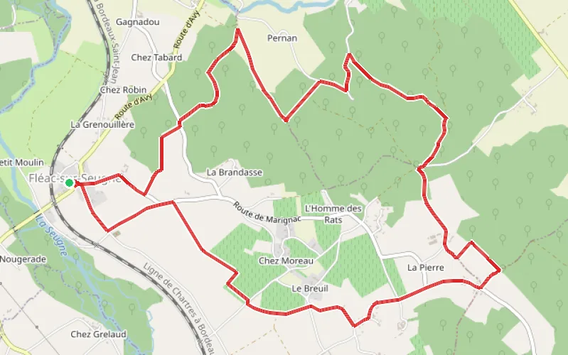Tracé du parcours Du château d'Ardennes au Bois de Benêt