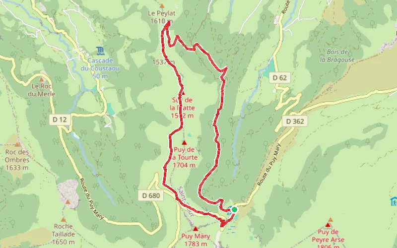 Tracé du parcours Le Bois Mary et le Puy de la Tourte