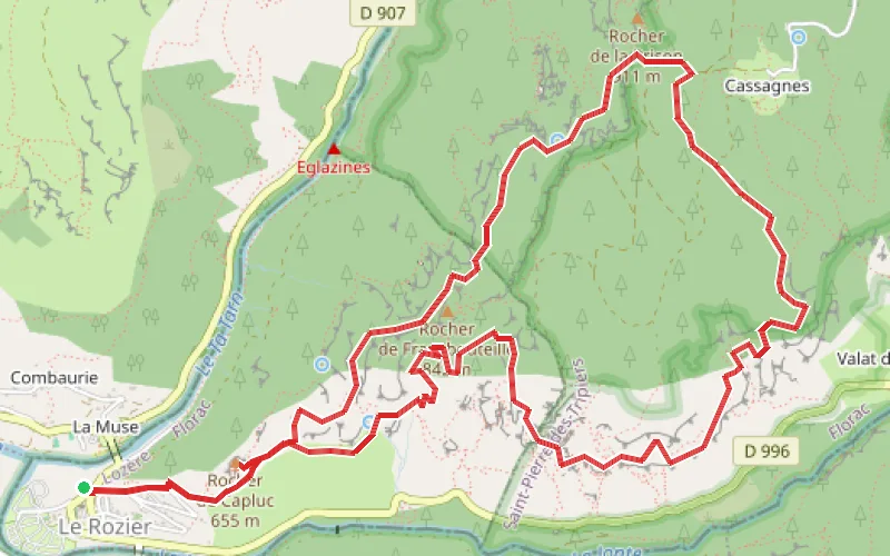 Tracé du parcours Entre Tarn et Jonte