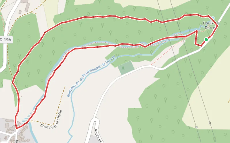 Tracé du parcours Parcours de la Grotte de la Douix à Darcey