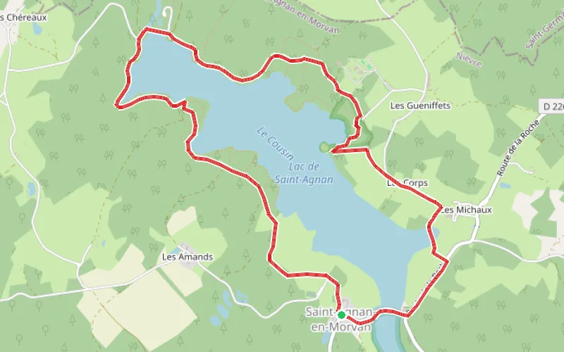 Tracé du parcours Le Tour du Lac de Saint-Agnan