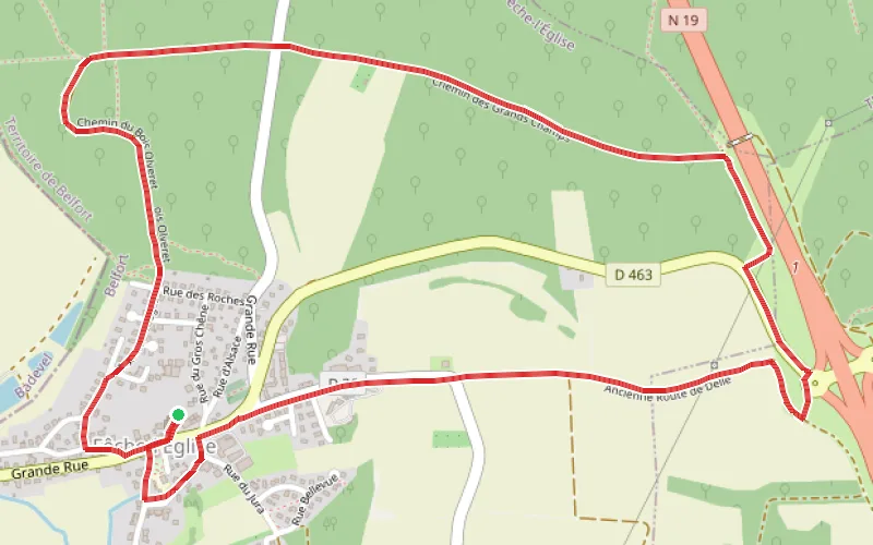 Tracé du parcours Balade de la Fêchoise autour de Fêche-l'Église
