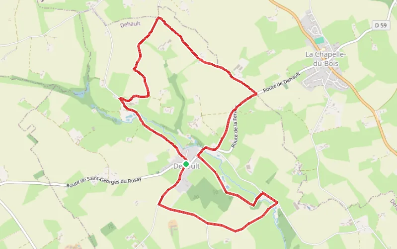 Tracé du parcours Le village de Dehault et ses coteaux